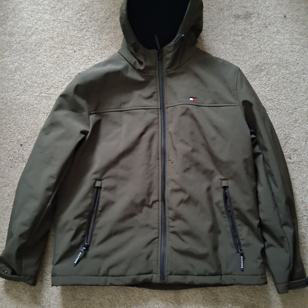 Tommy Hilfiger Jacket Mens XL  Lined Waterproof 3-Layer Olive Green